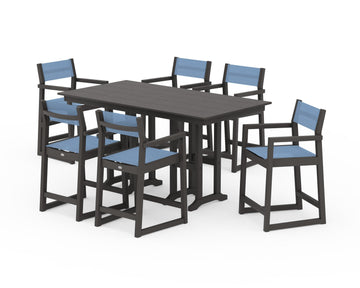 EDGE Sling Arm Chair 7-Piece Farmhouse Counter Set