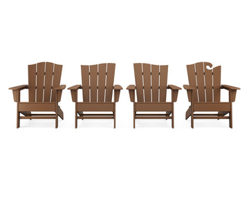 Wave Collection 4-Piece Adirondack Chair Set