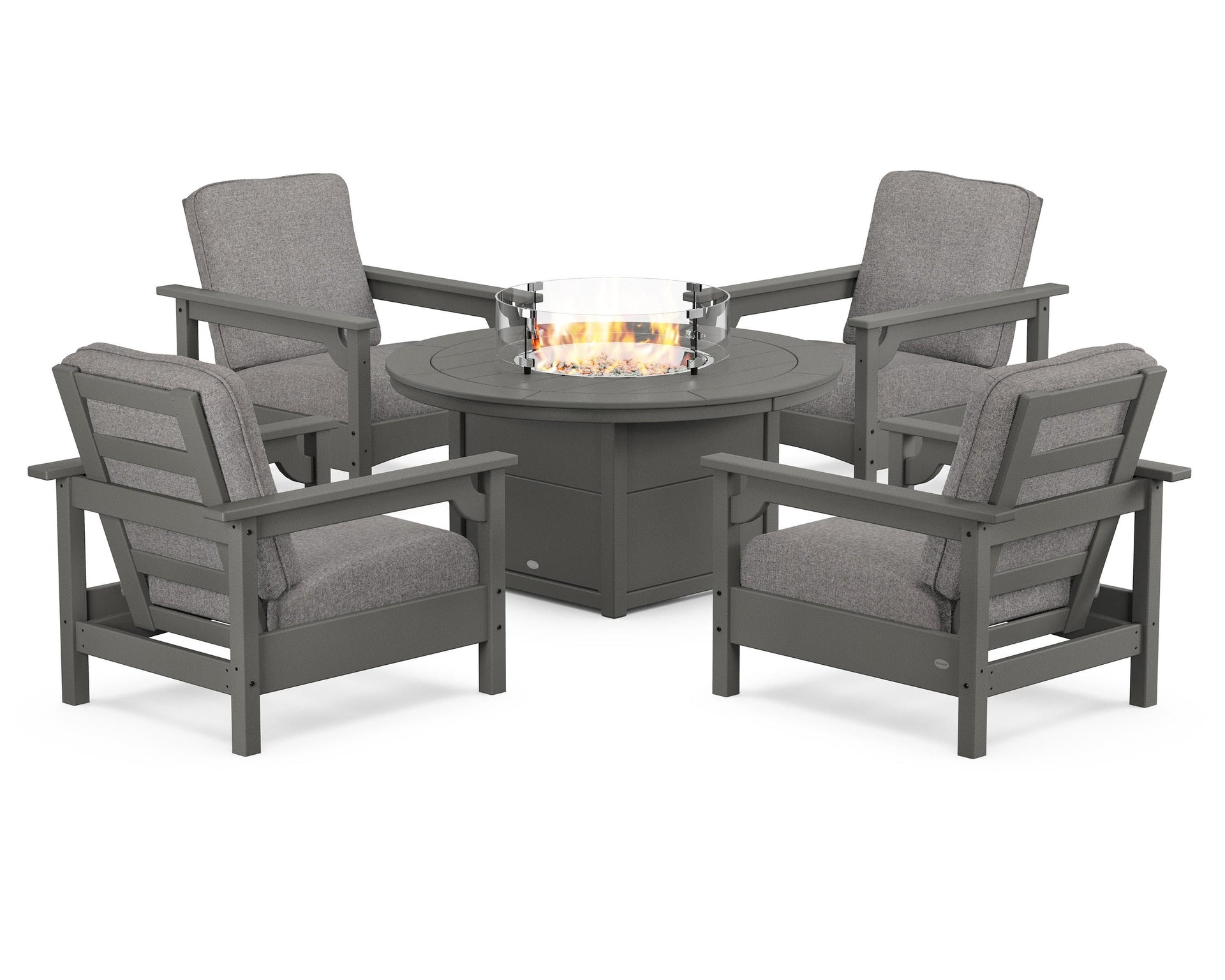 Club 5-Piece Conversation Set with Fire Pit Table