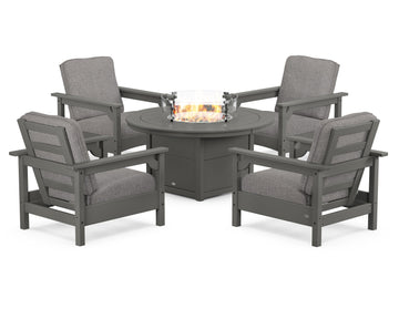 Club 5-Piece Conversation Set with Fire Pit Table