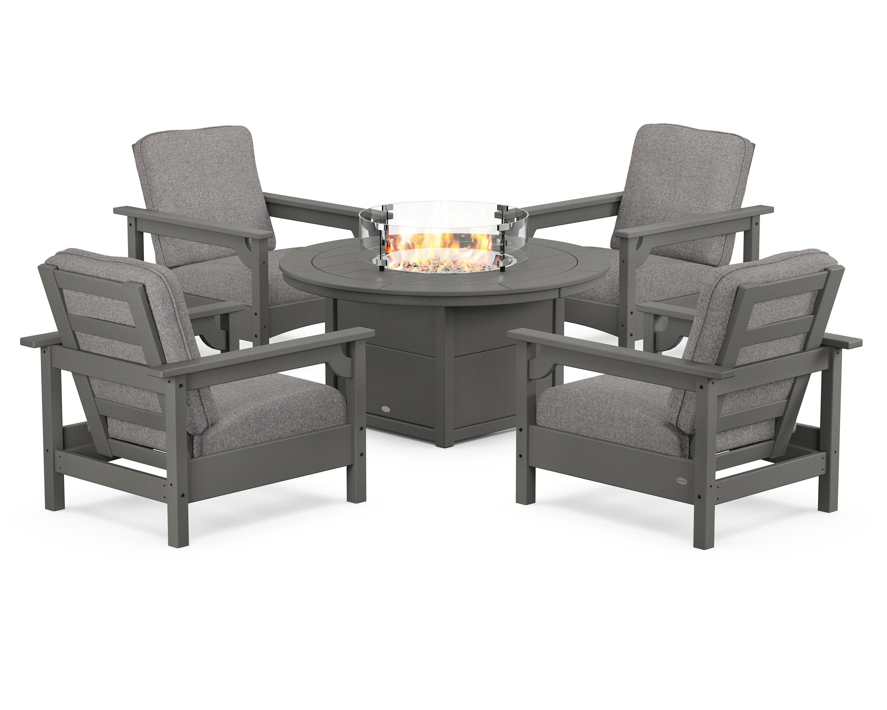 Club 5-Piece Conversation Set with Fire Pit Table