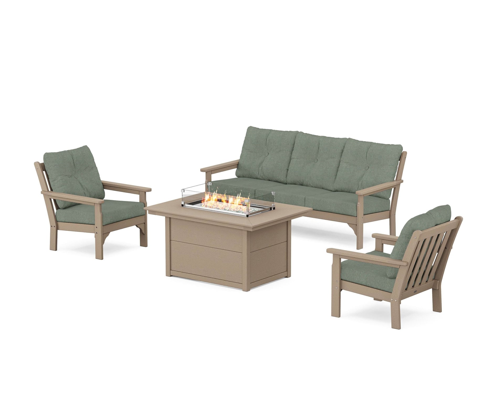Vineyard Deep Seating Fire Pit Table Set