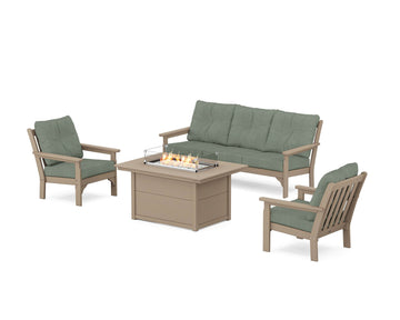 Vineyard Deep Seating Fire Pit Table Set