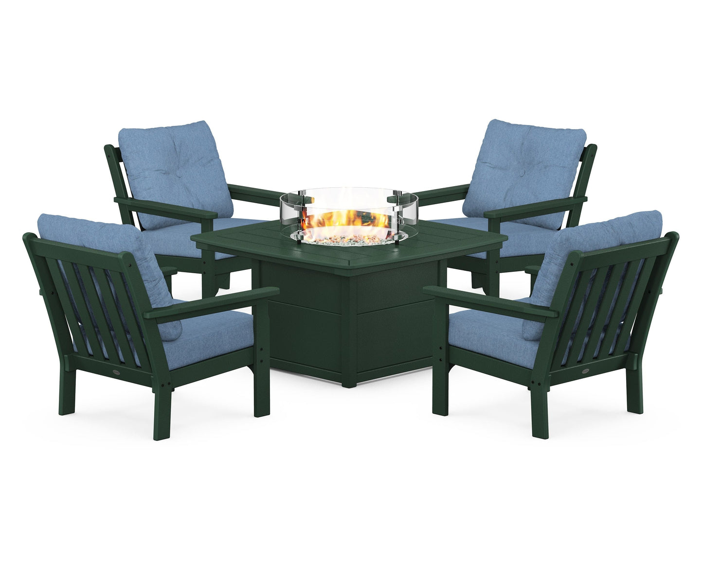 Vineyard 5-Piece Conversation Set with Fire Pit Table