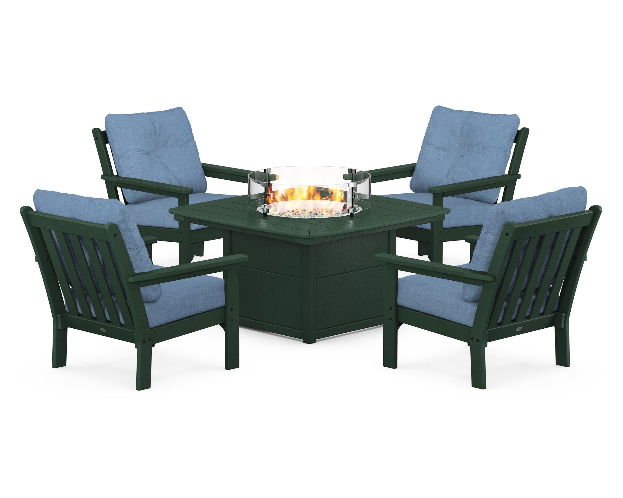 Vineyard 5-Piece Conversation Set with Fire Pit Table