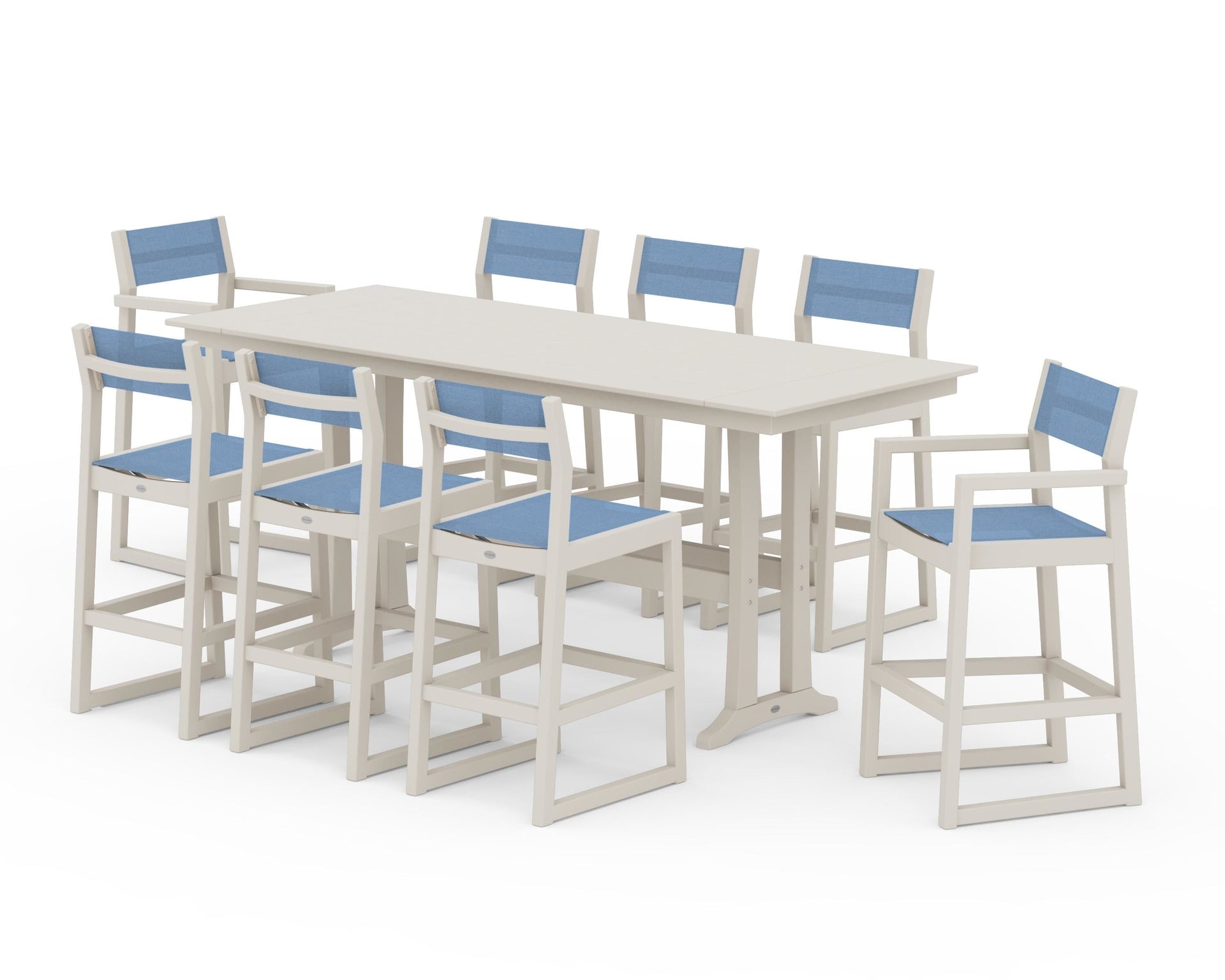 EDGE Sling 9-Piece Farmhouse Bar Set with Trestle Legs