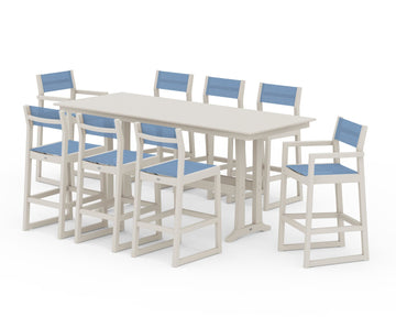 EDGE Sling 9-Piece Farmhouse Bar Set with Trestle Legs