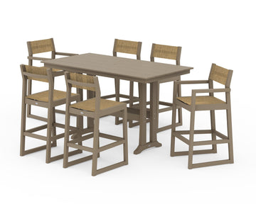 EDGE Sling 7-Piece Farmhouse Bar Set with Trestle Legs