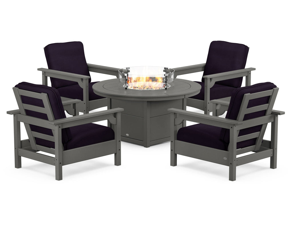Club 5-Piece Conversation Set with Fire Pit Table