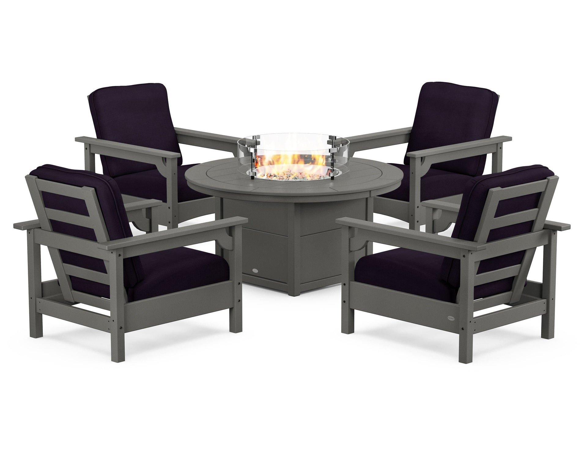 Club 5-Piece Conversation Set with Fire Pit Table