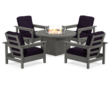 Club 5-Piece Conversation Set with Fire Pit Table
