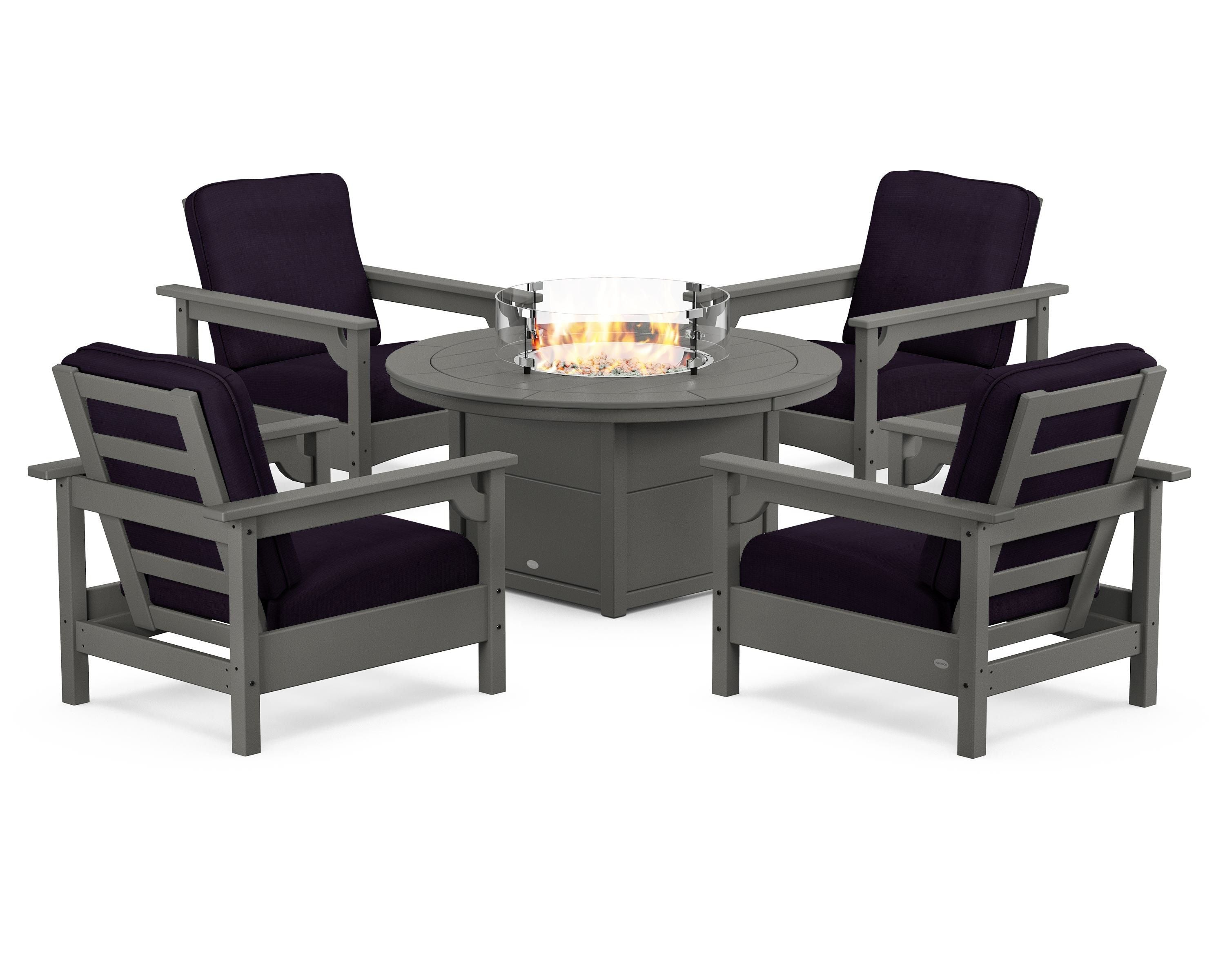 Club 5-Piece Conversation Set with Fire Pit Table