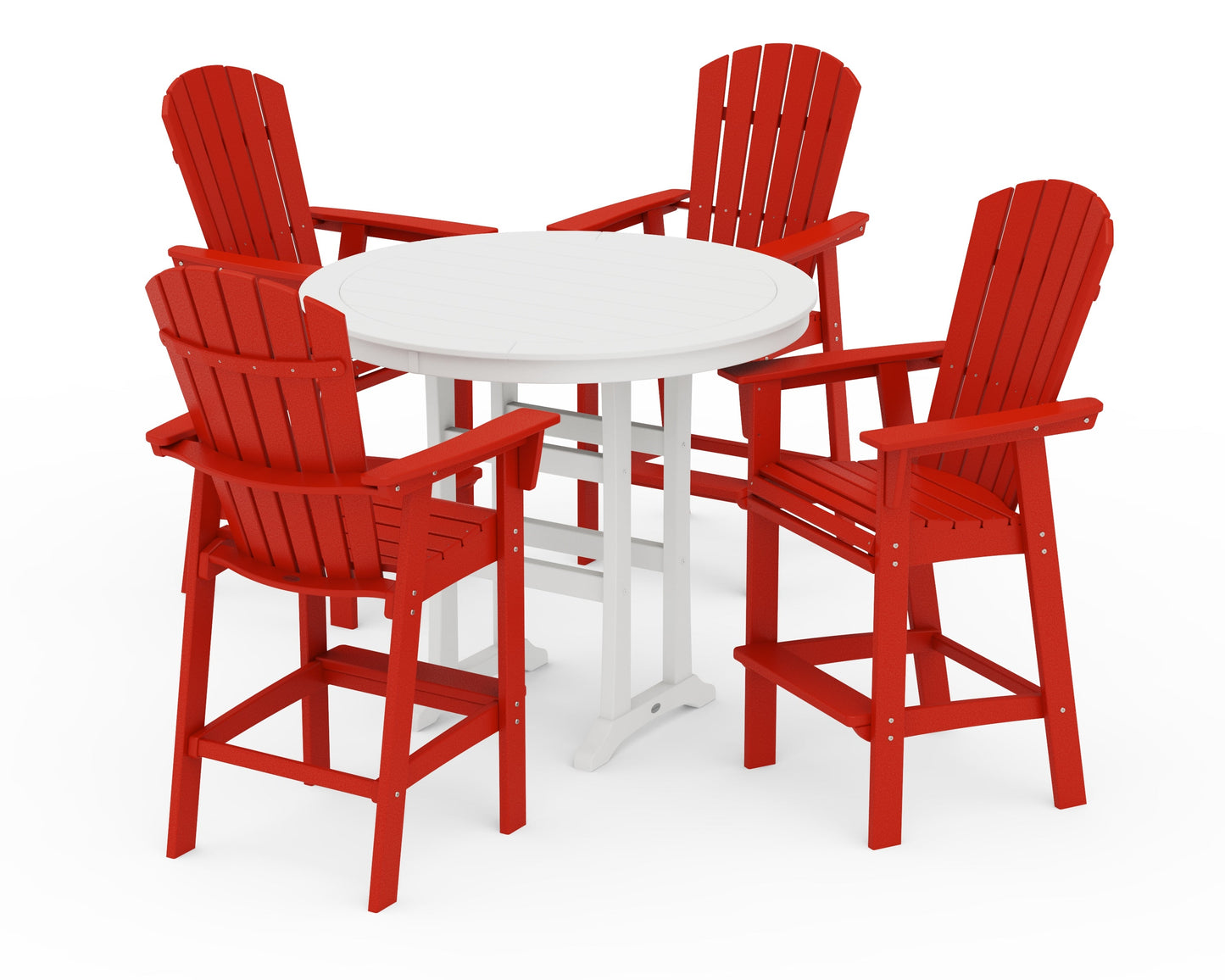 Nautical Curveback Adirondack 5-Piece Round Trestle Bar Set