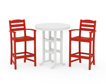La Casa Café 3-Piece Round Farmhouse Bar Set