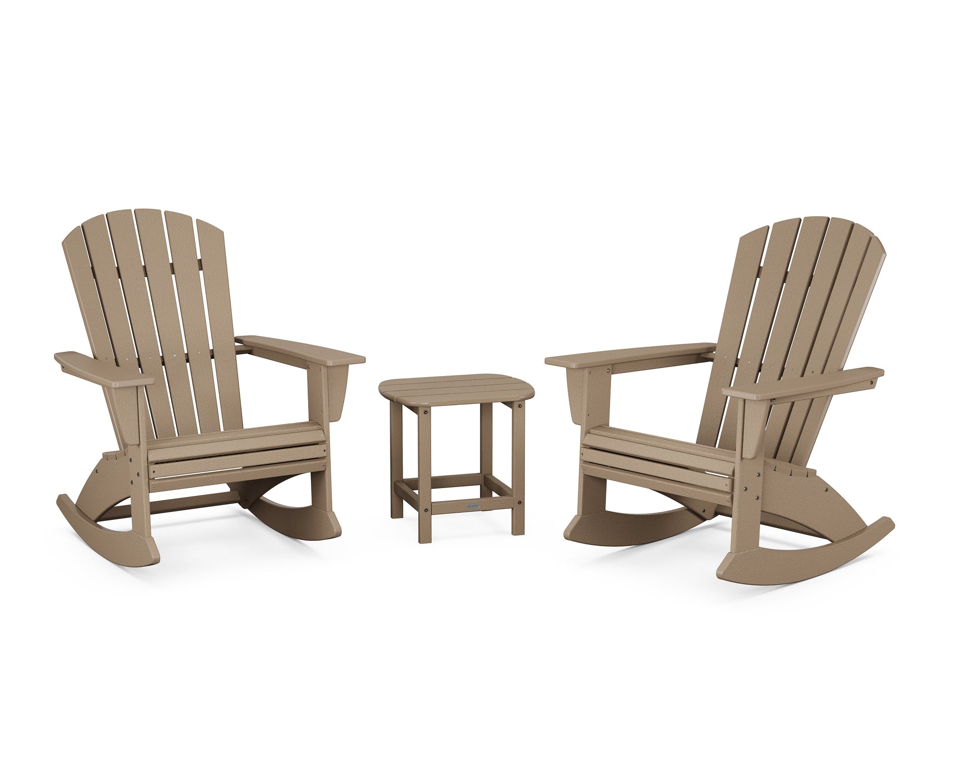 Nautical Curveback 3-Piece Adirondack Rocking Chair Set