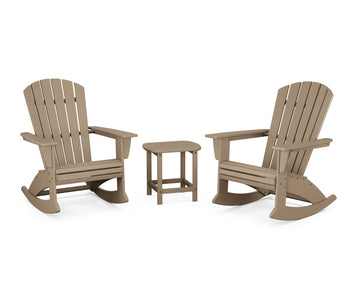 Nautical Curveback 3-Piece Adirondack Rocking Chair Set