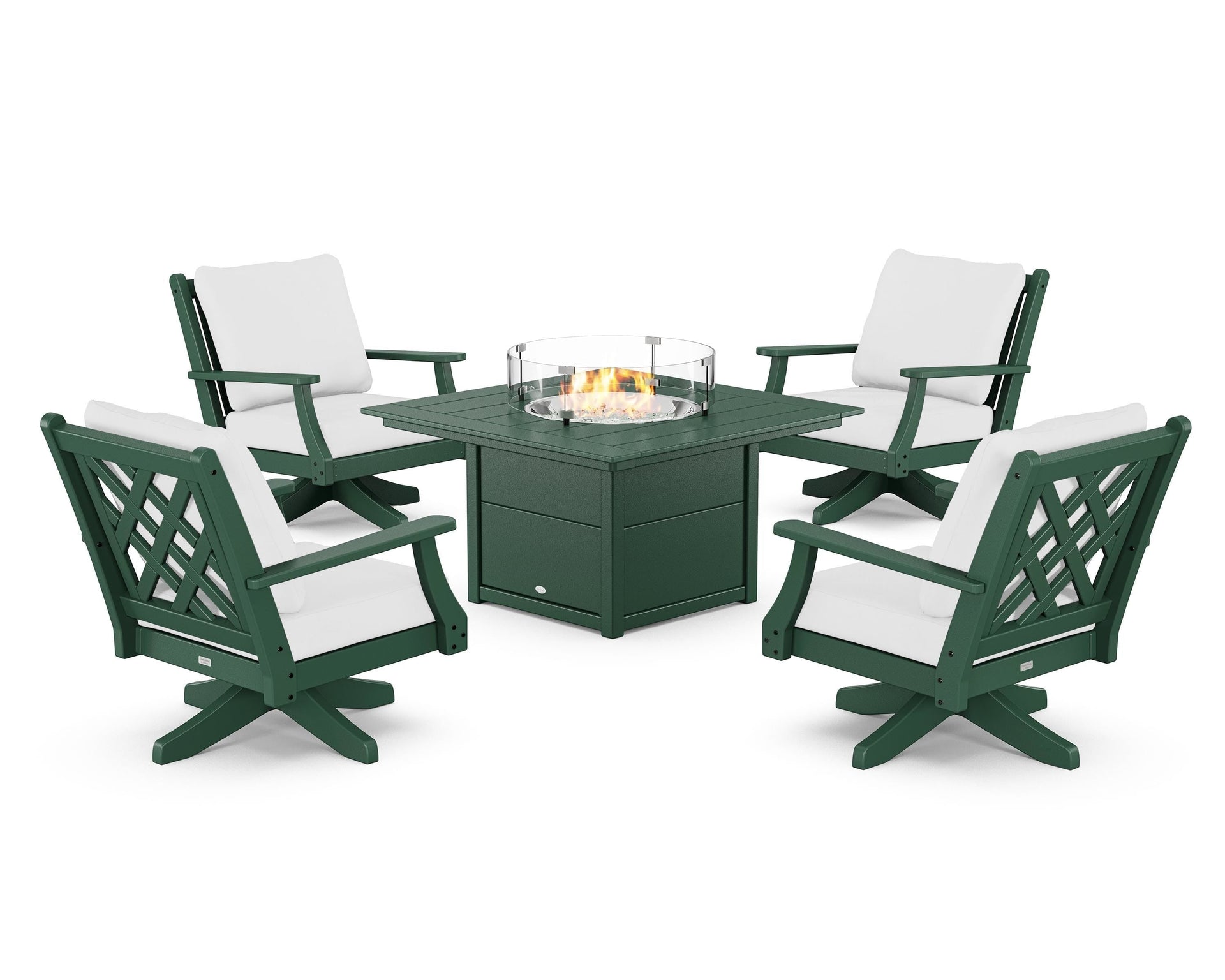 Wovendale 5-Piece Deep Seating Swivel Conversation Set with Fire Pit Table