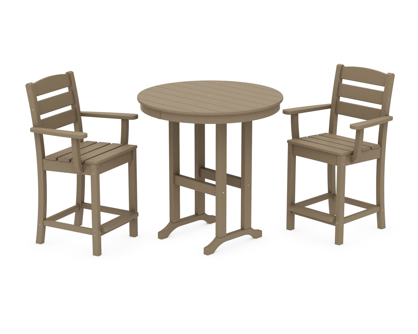 Lakeside 3-Piece Round Farmhouse Arm Chair Counter  Set