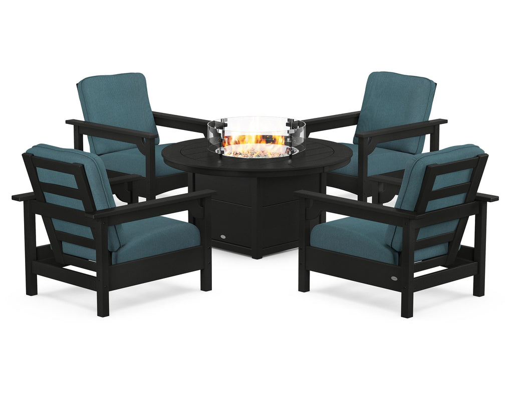Club 5-Piece Conversation Set with Fire Pit Table