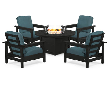 Club 5-Piece Conversation Set with Fire Pit Table