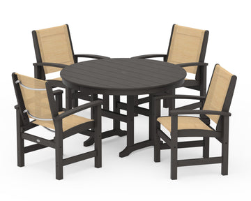 Coastal 5-Piece Round Farmhouse Dining Set