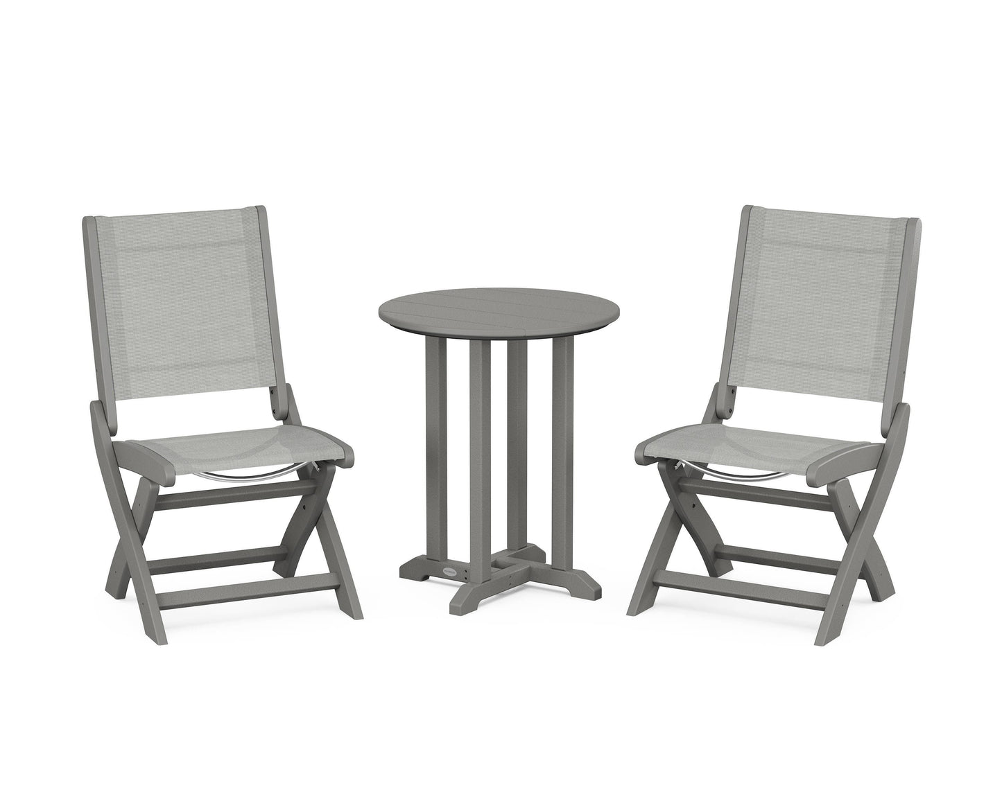 Coastal Folding Side Chair 3-Piece Round Bistro Dining Set