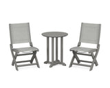 Coastal Folding Side Chair 3-Piece Round Bistro Dining Set