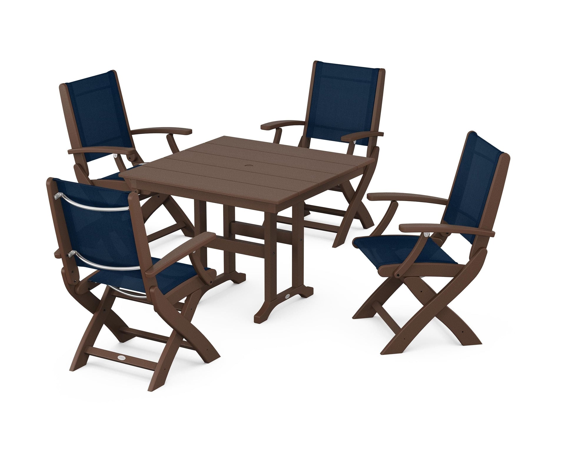 Coastal Folding Chair 5-Piece Farmhouse Dining Set