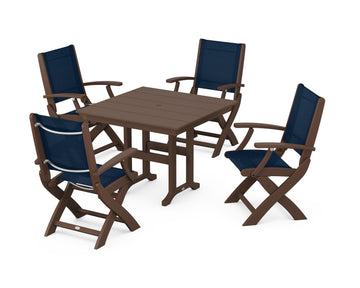 Coastal Folding Chair 5-Piece Farmhouse Dining Set