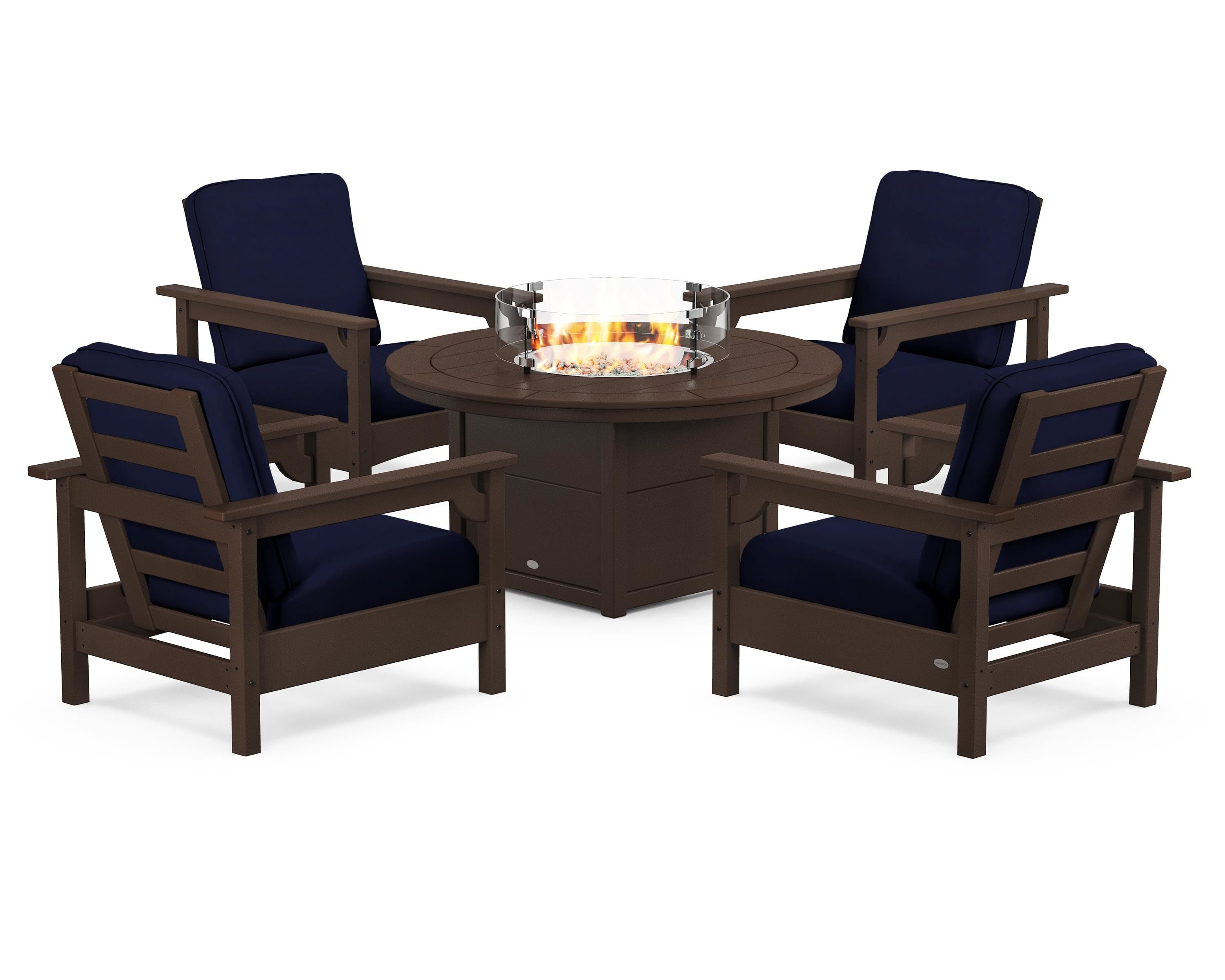 Club 5-Piece Conversation Set with Fire Pit Table