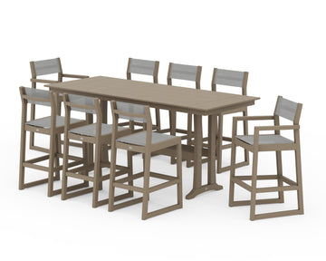 EDGE Sling 9-Piece Farmhouse Bar Set with Trestle Legs
