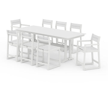 EDGE Sling 9-Piece Farmhouse Counter Set with Trestle Legs
