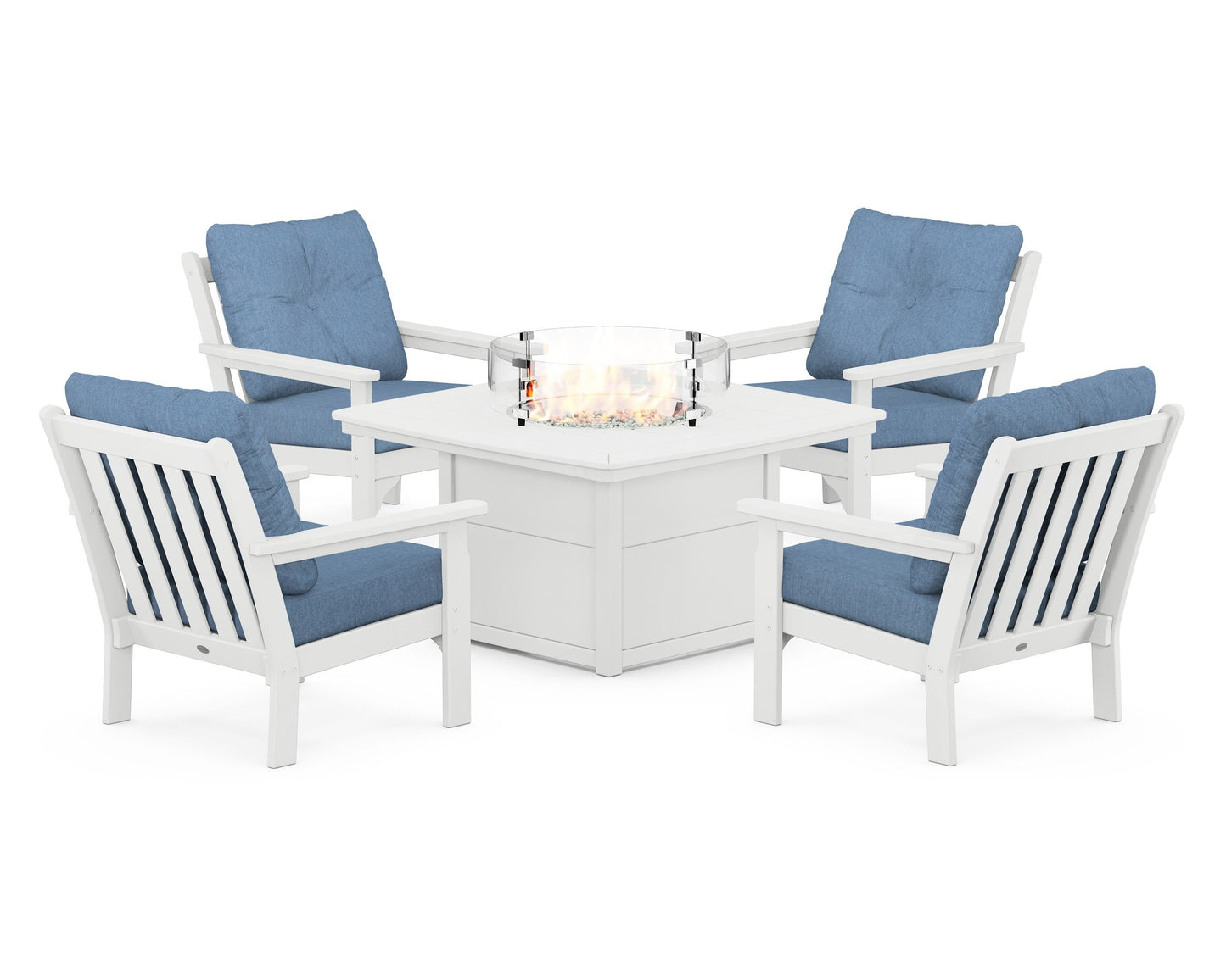 Vineyard 5-Piece Conversation Set with Fire Pit Table