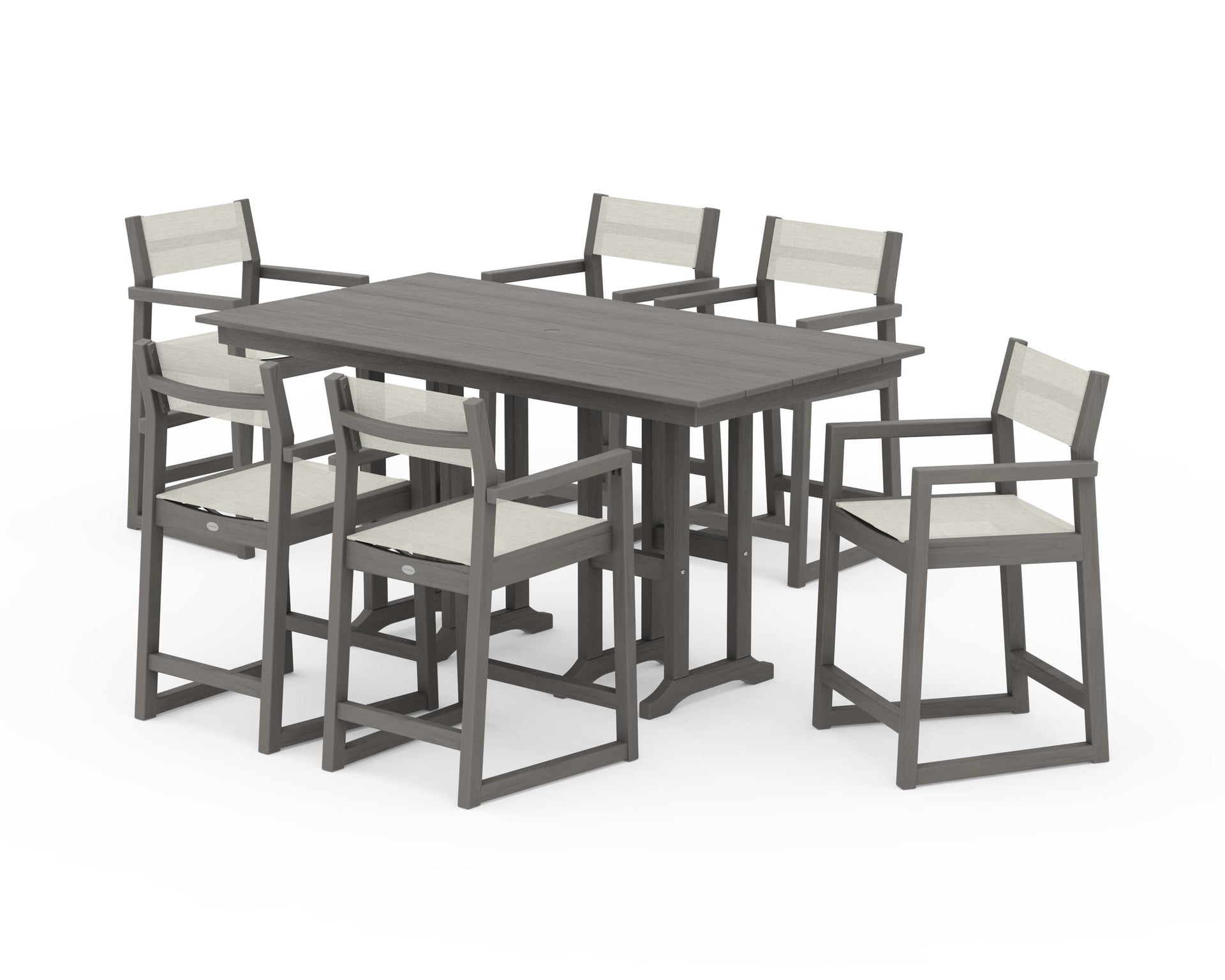 EDGE Sling Arm Chair 7-Piece Farmhouse Counter Set
