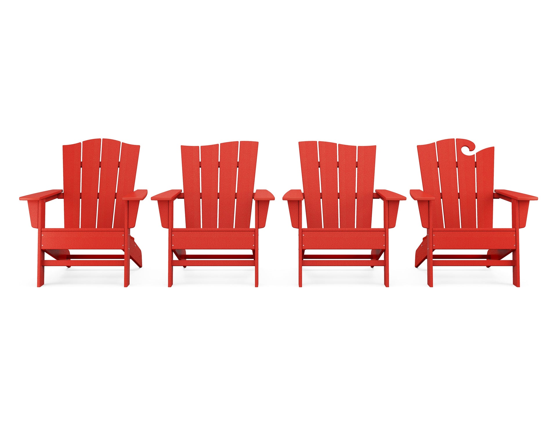 Wave Collection 4-Piece Adirondack Chair Set
