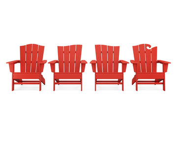Wave Collection 4-Piece Adirondack Chair Set