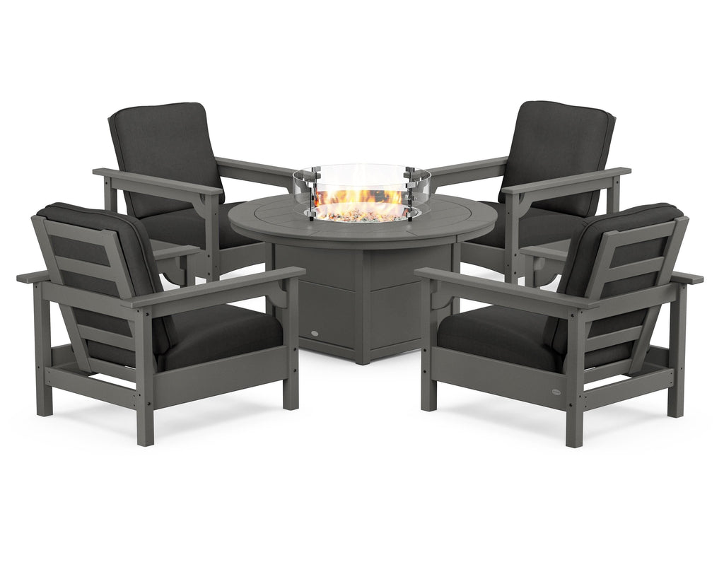 Club 5-Piece Conversation Set with Fire Pit Table
