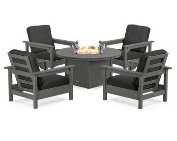 Club 5-Piece Conversation Set with Fire Pit Table