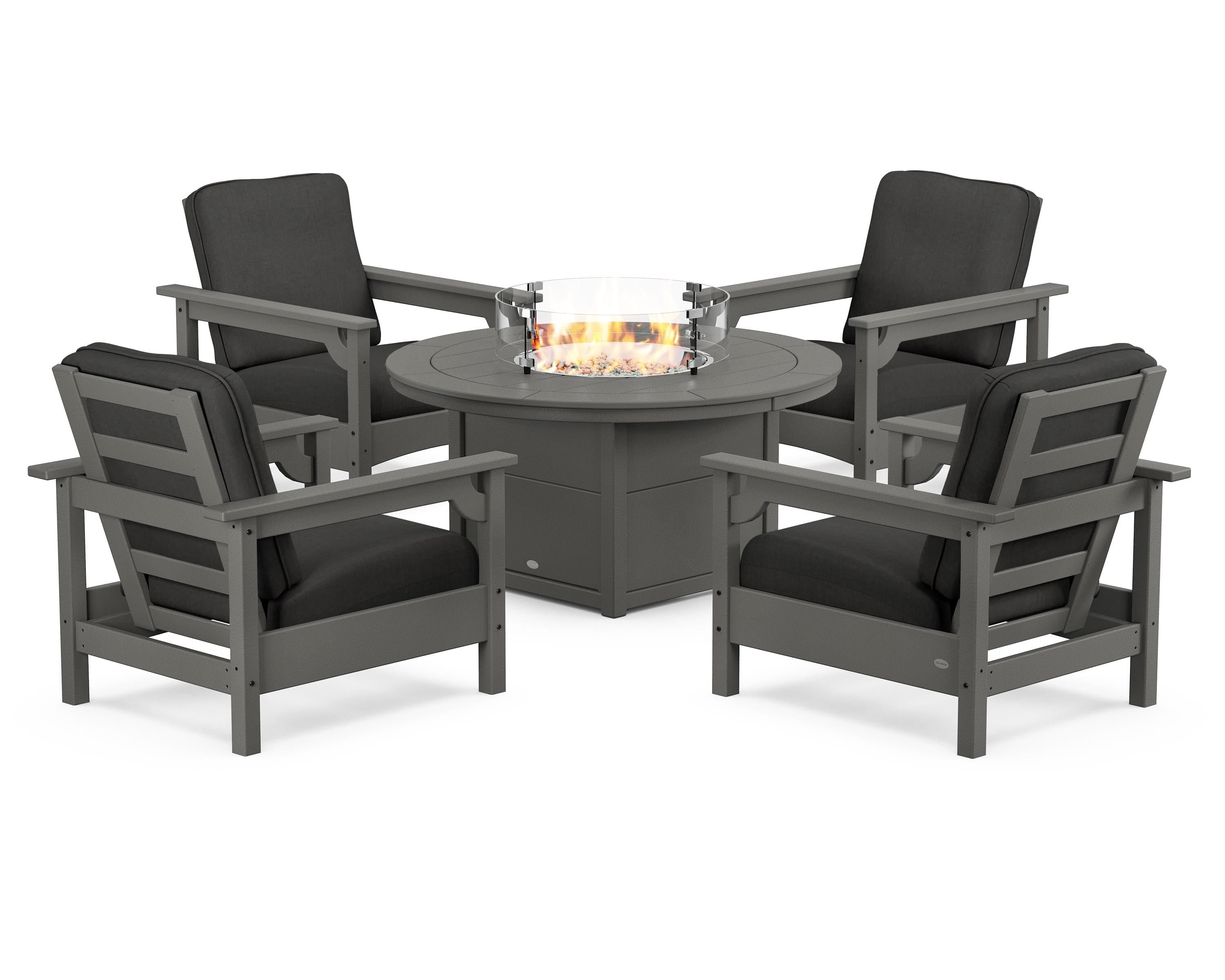 Club 5-Piece Conversation Set with Fire Pit Table