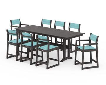EDGE Sling 9-Piece Farmhouse Counter Set with Trestle Legs