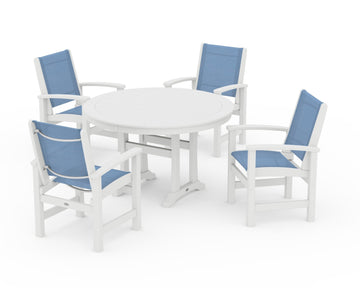 Coastal 5-Piece Round Dining Set with Trestle Legs