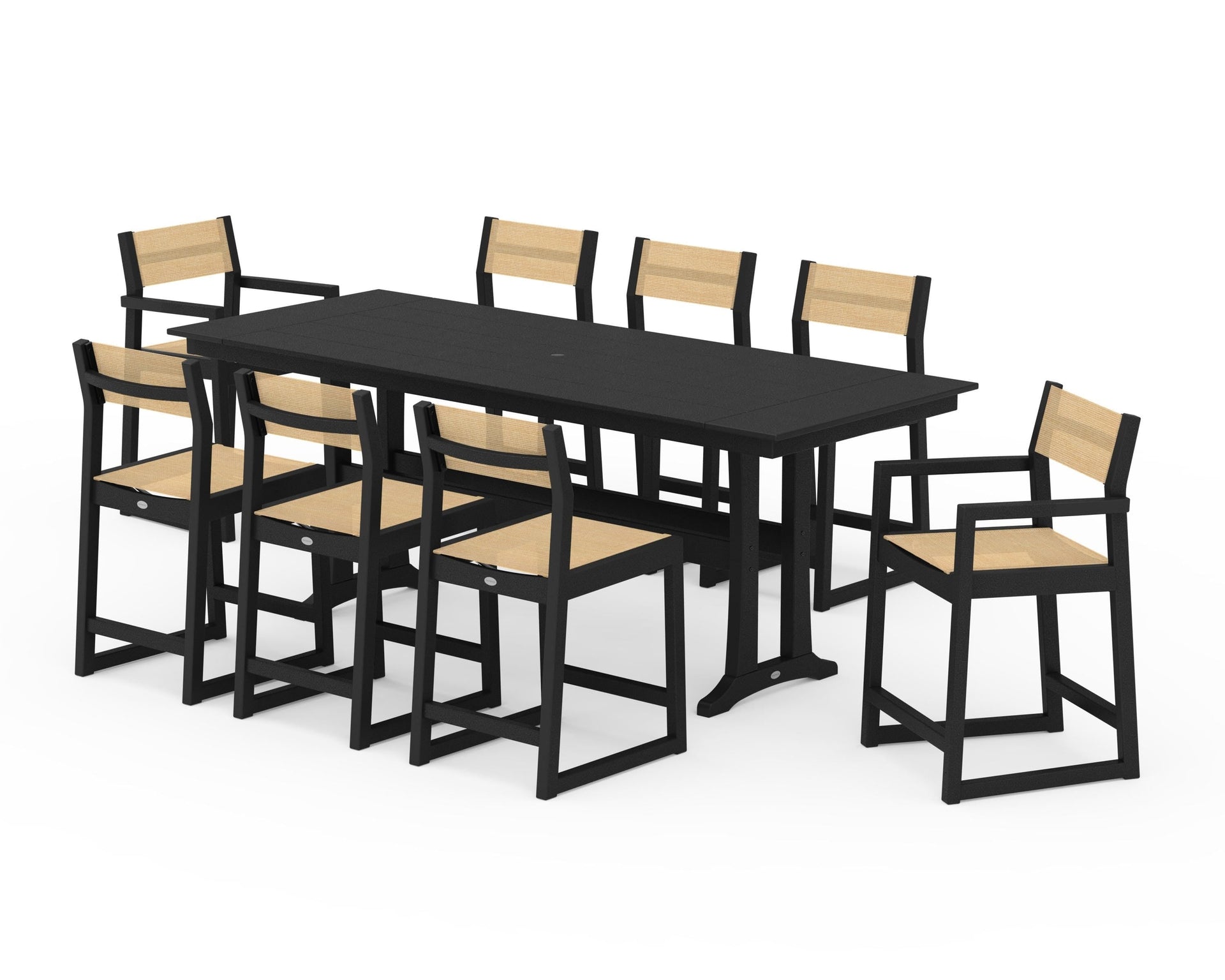 EDGE Sling 9-Piece Farmhouse Counter Set with Trestle Legs