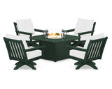 Vineyard 5-Piece Deep Seating Swivel Conversation Set with Fire Pit Table