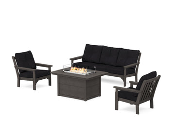 Vineyard Deep Seating Fire Pit Table Set