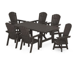 Nautical Curveback Adirondack Swivel Chair 7-Piece Rustic Farmhouse Dining Set