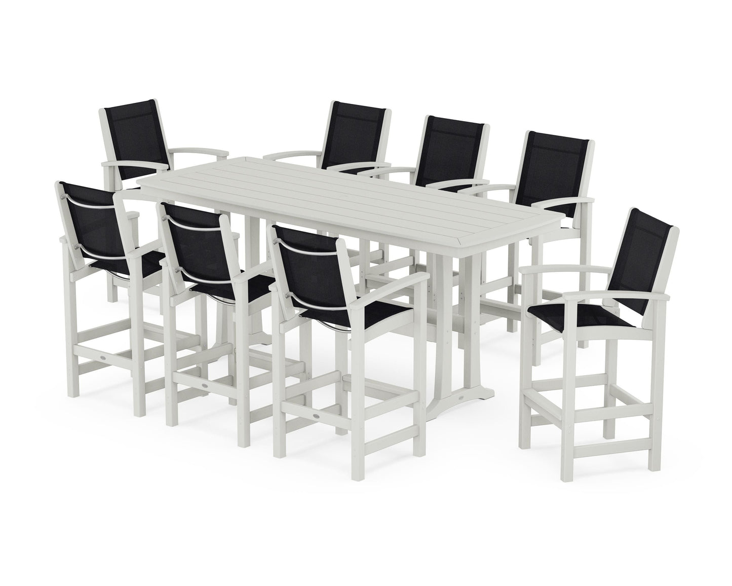 Coastal 9-Piece Bar Set with Trestle Legs