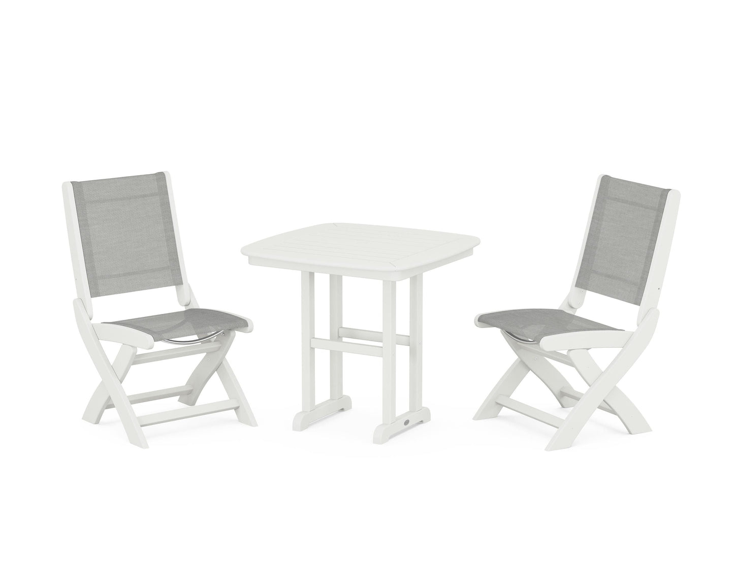 Coastal Folding Side Chair 3-Piece Dining Set