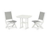 Coastal Folding Side Chair 3-Piece Dining Set