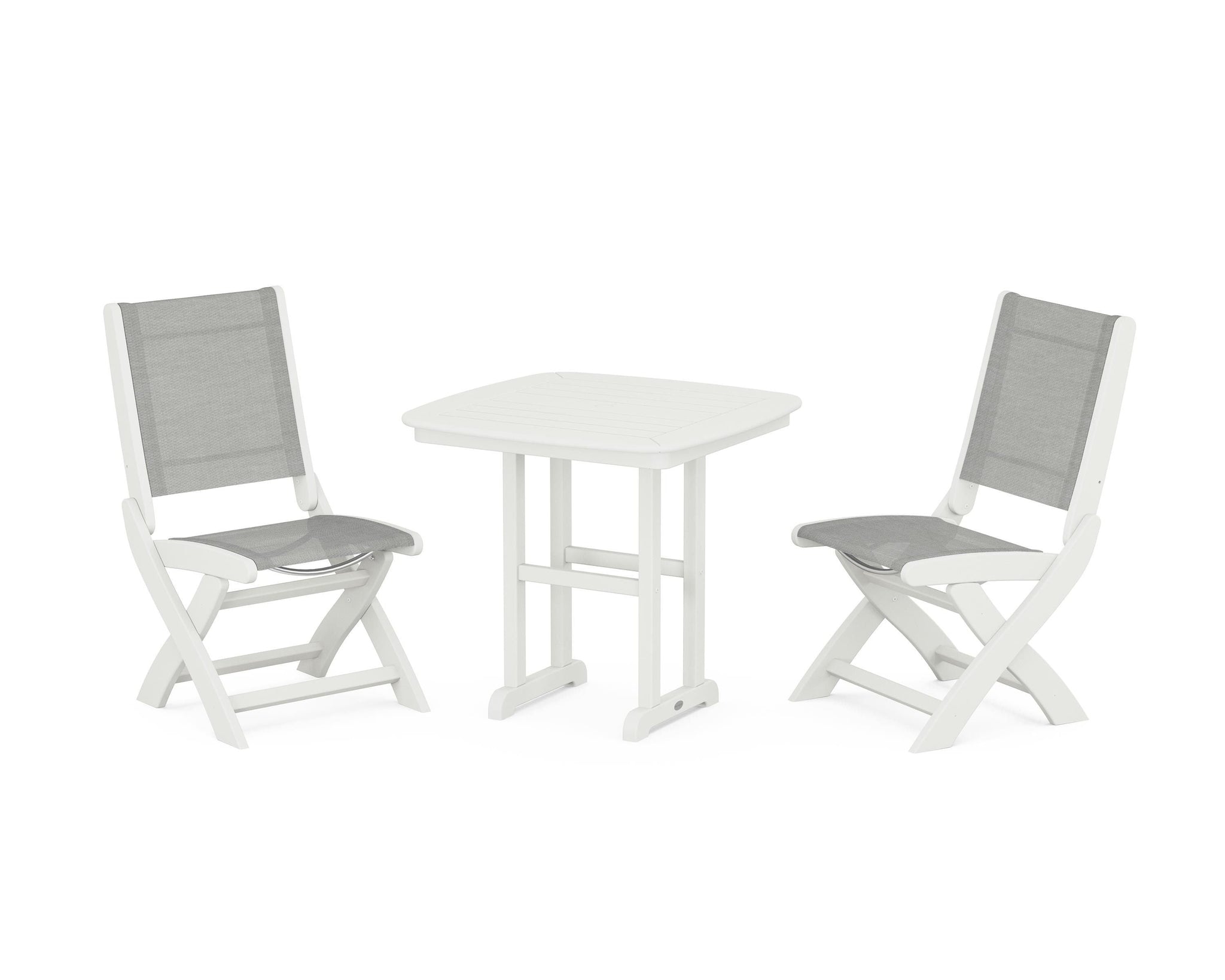 Coastal Folding Side Chair 3-Piece Dining Set