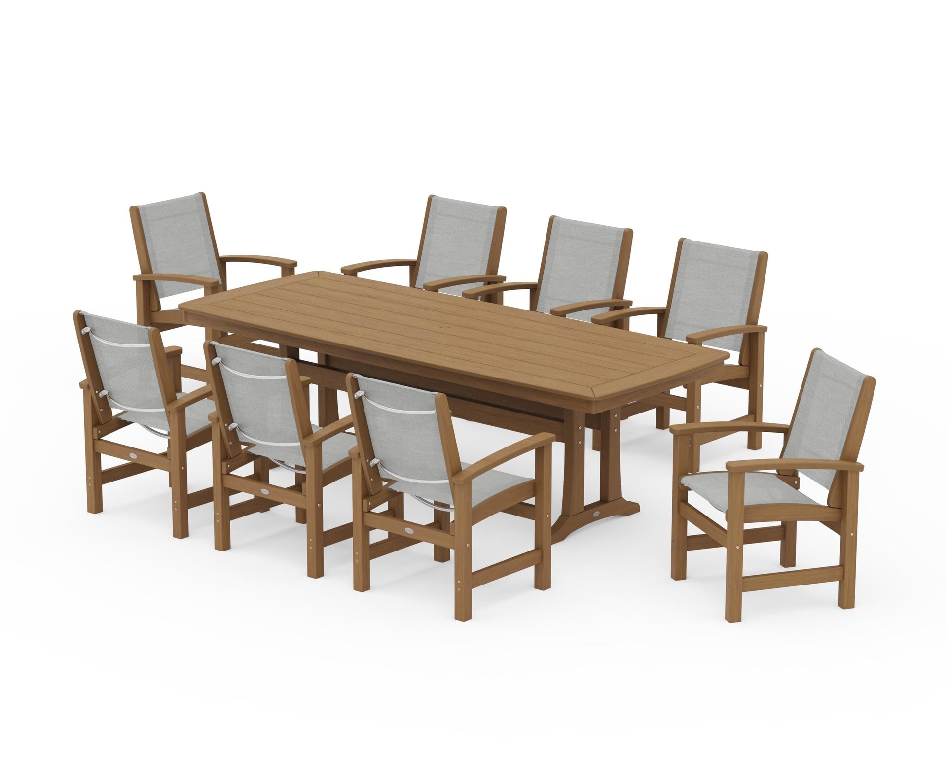 Coastal 9-Piece Dining Set with Trestle Legs